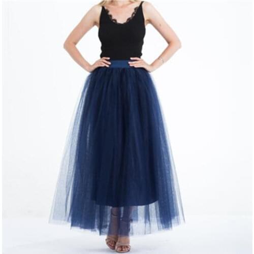 Spring Summer High Waist Tulle Pleated Skirts Womens Elegant Black Puffy Layers Casual Loose Long Party Skirts Female