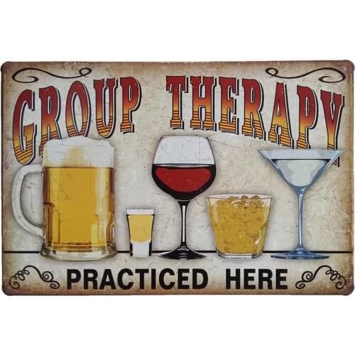 Joyful Store Retro Vintage Metal Tin Signs Wall Plaque Poster Group Therapy Practiced Here Bar Pub Home Wall Decor 11