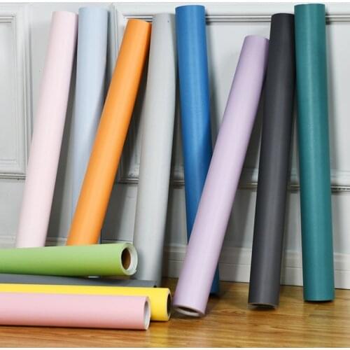 New Arrivals Color Matching Wallpaper Plain Colors Self Adhesive PVC Furniture Renovation Nordic Decor Kids Room Wallpapers W236