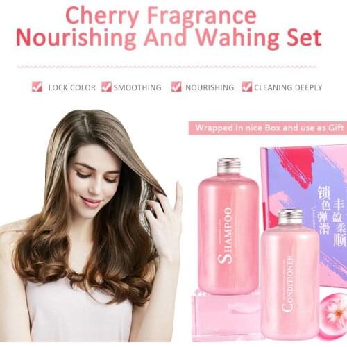 Cherry Fragrance Shampoo and Conditioner Set Hair Care Cleaning Moisturizing Nourishing Anti Dandruff Oil Control Lock Color