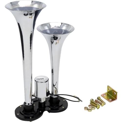 12V/24V Super Loud Dual Tone Car Air Horn Set Trumpet Compressor with Wires and Relay for Motorcycle Boat Van Train Car Truck