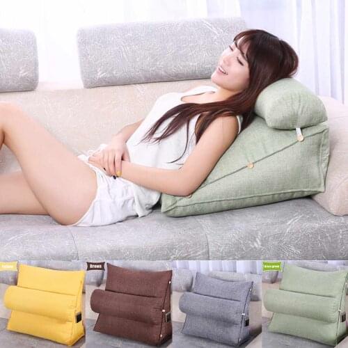 Triangle Sofa Cushion Back Pillow Bed Backrest Office Chair Pillow Support Waist Cushion Lounger TV Reading Lumbar Adjustable
