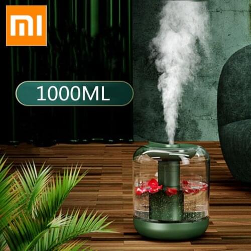 XIAOMI Air Humidifier 1000ML Aroma Diffuser Essential Oil 7Color Lights Cool Mist Can add Flowers Fruits 2000 mAh Rechargeable