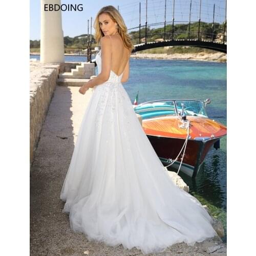 Vestidos De Novia Sexy A-line Wedding Dress Backless V-neck Neckline Newest Custom Made Plus Size Long Wedding Grow Bride Gown