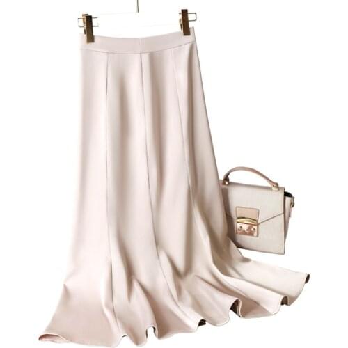 Women High Waist Skirt kirt A Line Trumpet Mermaid Skirts Summer Elegant Solid Color Midi Skirt