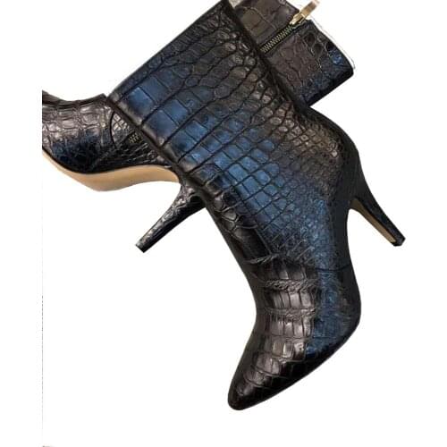 Chue women boots Ladies boots crocodile leather women boots High heels Leather shoes female boots
