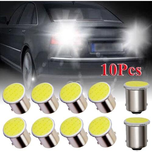 10pcs Car P21W 1156 Ba15s LED COB Turn Signal Bulb Super Bright Auto Reverse Parking Brake Light 12V Wedge Side Lamp