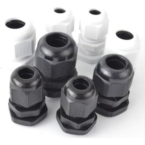 10Pcs White Black Waterproof Nylon Plastic Cable Gland Connector IP68 PG7 PG9 PG11 PG13.5 PG16