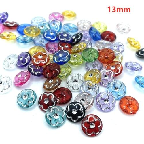13mm Crystal Rhinestone Acrylic Flower Diamond Buttons DIY Sewing Clothes Accessories