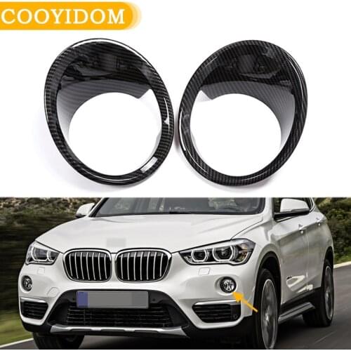 2pcs Carbon Fiber Car Front Fog Light Lamp Cover Trim Accessories For BMW X1 F48 2016 2017 2018 2019 Car Decoration car styling