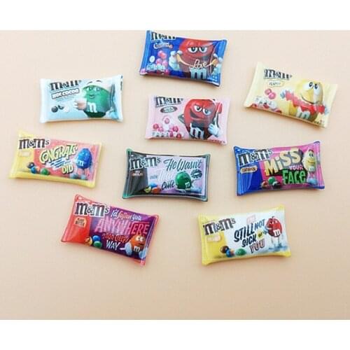 20Pcs New Cartoon M Beans Simulation Fake Candy Flat back Resin Cabochons Scrapbooking for Phone Decor DIY Craft Accessories