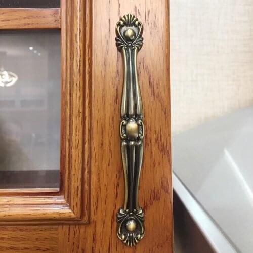 3.8"Furniture handles Wardrobe handle 5"European pastoral drawer handles Wardrobe solid pull knobs Antique brass dresser handles
