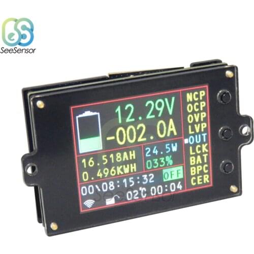 DC 500V 500A 2.4 inch TFT LCD Display Wireless Voltmeter Ammeter Battery Tester Capacity Power Voltage Current Meter Monitor