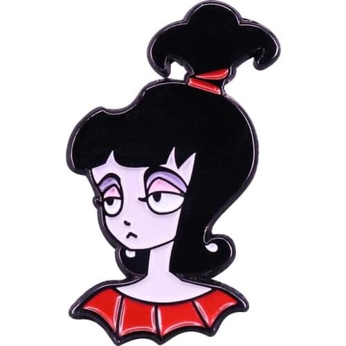 Horror Comedy Movie Beetlejuice Brooch Weird Girl Lydia Enamel Pin Shirt Clothes Bag Pins Metal Brooches for Ladies