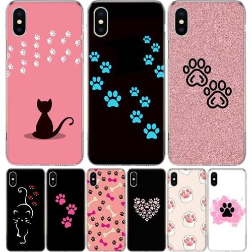 Cat Dog paw design Phone Case for Apple iphone 11 12 Mini Pro XR X Xs Max 7 8 6 6s Plus 7G 6G 5G 5S 5 SE + Customize Cover Coque