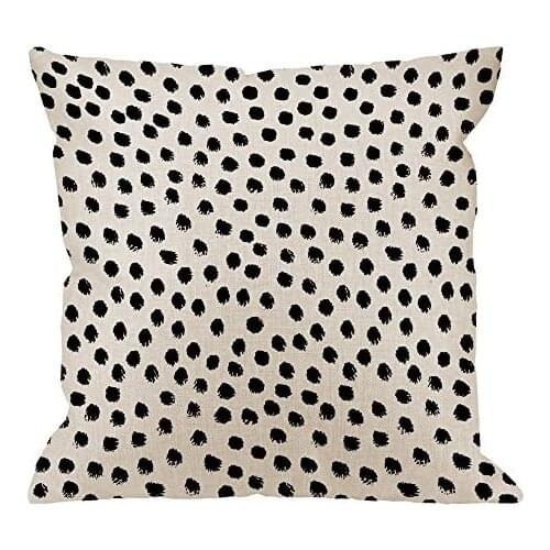 Polka Dots Decorative Throw Pillow Cover Strokes Dots Cotton Linen Outdoor Square Standard Cushion Covers for Sofa Couch Bed Car
