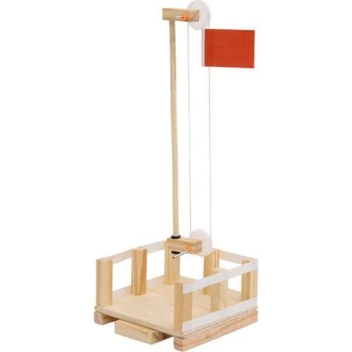 Wooden Flag Lifting Platform Toy Science Experimental Children DIY Assembly Educational Toy