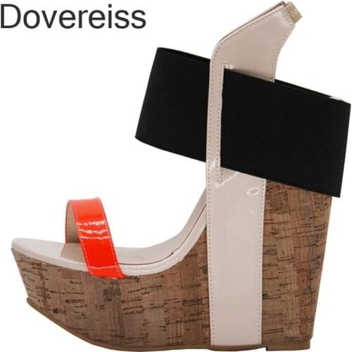 Dovereiss Fashion Womens Shoes Summer Wedges Platform Party Shoes Sexy Narrow Band New Consice Elastic Band Sandals 42 43