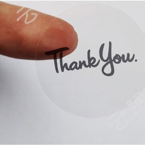 100PCS Transparent thank you Label Sticker Circular Sealing Label Sticker PVC Transparent DIY Label Diameter 30mm