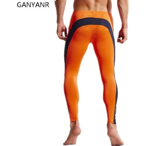 GANYANR Brand Running Tights Men Sport Leggings Yoga Pants Bodybuilding Mens Compression Tights Fitness Big Size Gym Winter
