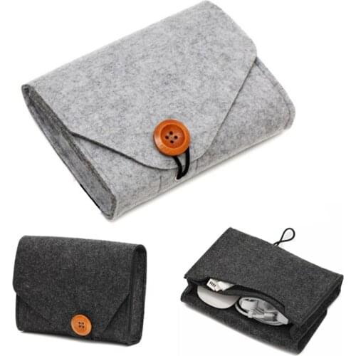 Mini Felt Pouch For Key Coin Powerbank Telephone Package Mini Felt Pouch Storage Earphone SD Card Data Cable Travel Organizer