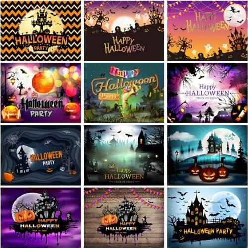 Mehofond Backdrop Happy Halloween Party Decoation Candy Night Castle Bat Moon Pumpkin Lantern Photography Background Photophone