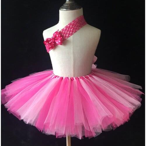 Hot Retail Girls Tutu Skirts Baby 100%Handmade Fluffy Tulle Ballet Pettiskirt Tutus with Dots Headband Kids Birthday Party Skirt