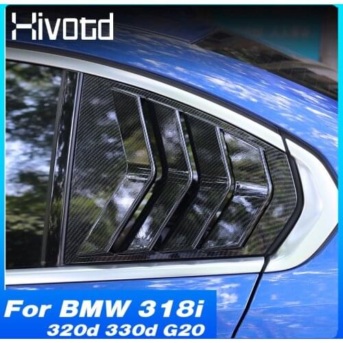 Hivotd Rear Window Triangle Shutter Cover Trim Exterior Car Styling Accessories Decoration For BMW 318i 320d 330d G20 2020 2021