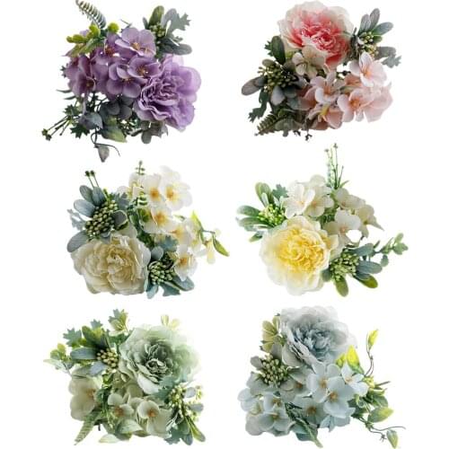 Silk Artificial Rose Flowers Bouquet for Wedding Home Party Indoor Decor, Bridal Holding Bouquet