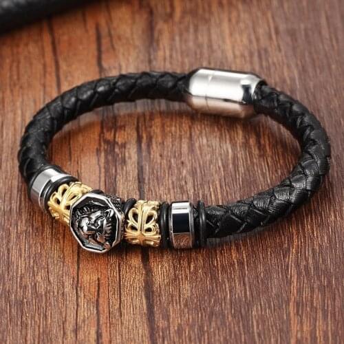 XQNI Leather Bracelet Female 2018 Charm Stainless Steel Chain Genuine Leather Bracelet Men Vintage Male Braid Jewelry For Women