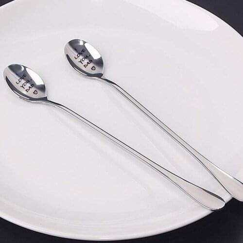 I Love You Dad Engraved Ice Cream Spoon Coffee Blender Kitchen Tool Father Gift Made of food grade stainless steel for utility