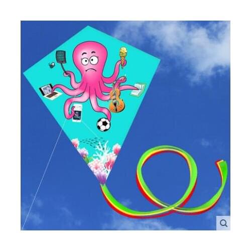 Strong octopus With Long Colorful Tail!Huge Beginner animal Kites for Kids And Adults Come With String And Handle
