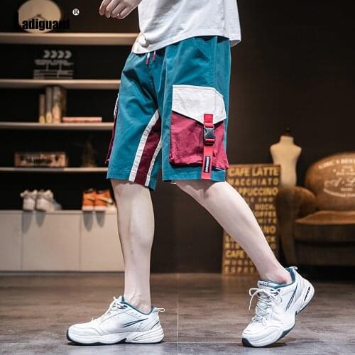 Plus Size 4xl Men Patchwork Shorts Fashion Pocket Design Loose Bottom Summer Casual All-match Simple Half Pants Male Streetwear