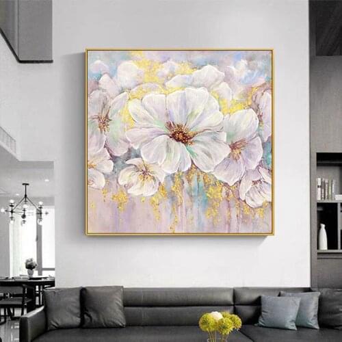Wall Art Handmade Canvas Painting Flower painting Nordic Style Fashion Quotes flower Picture Room Home Decoration foil painting