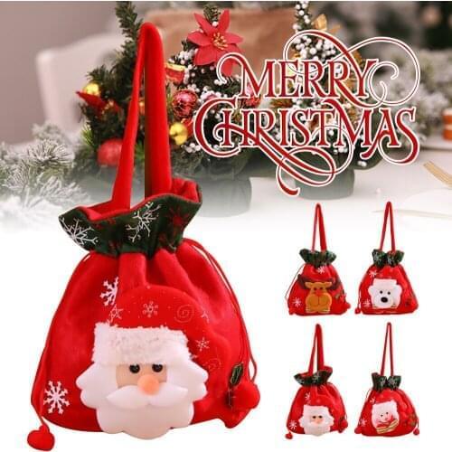 2021 New Cartoons Christmas Decorations Santa Claus Drawstring Gift Bags Backpack Fruit Candy Party Ornaments 2