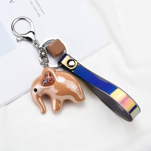New ins hot Crystal Elephant Doll Key chain Ladies Charm Leather Keychain Party gift Car Kry Ring Jewelry 3083