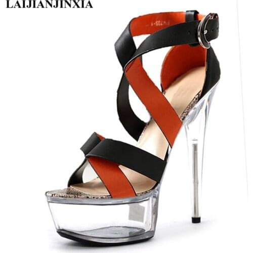 LAIJIANJINXIA New Sexy 15 CM High-Heeled Sandals Nightclub Dance Shoes Pole Dancing Shoes Model High Heels Womens Shoes