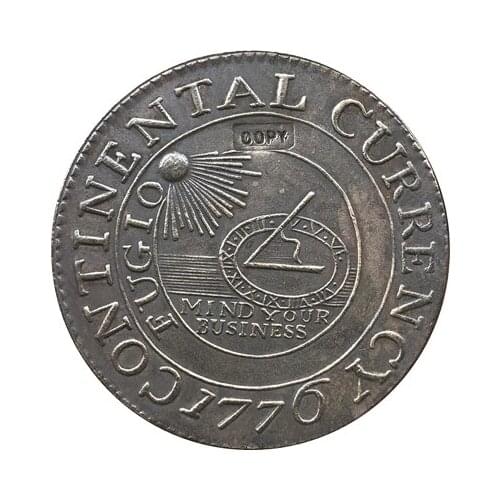 Wholesale Replica Superb 1776 Continental Curency Coin Copy 90% coper manufacturing