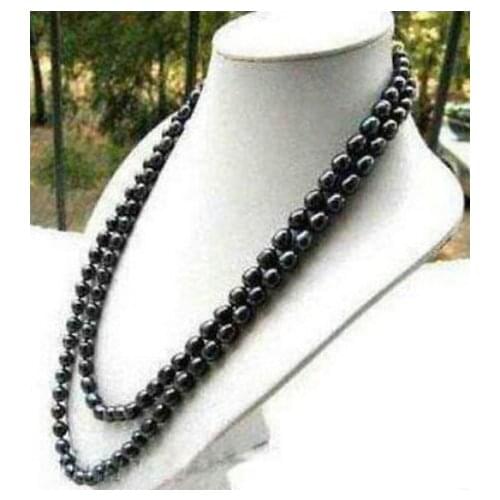 NEW Natural 54" 9-10MM Black Akoya Cultured Pearl Necklace
