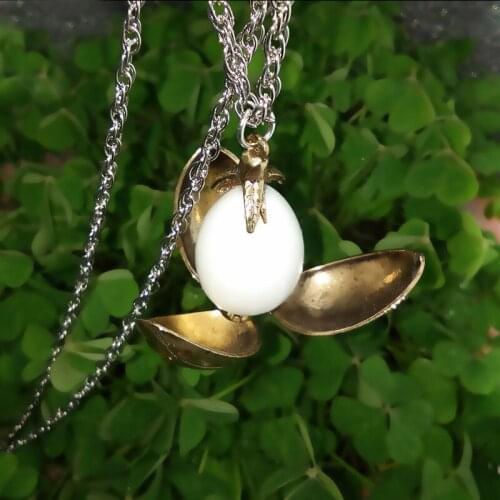 Fiery Dragon Egg Pendant Necklace Magic World Cosplay Accessory Halloween Christmas Birthday Gift Metal Link Chain Necklace