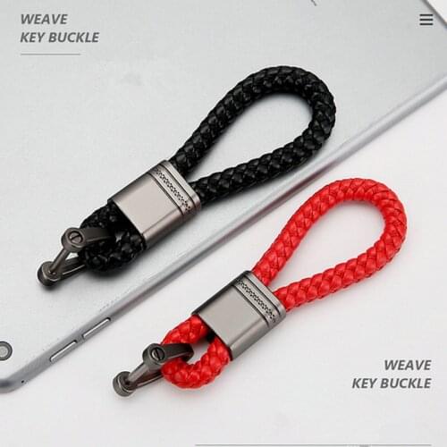 Hand Woven Horseshoe Buckle Car Keychain Keyring Auto Car Key Chain Rings Holder For Audi BMW Benz Mazda Toyota Renault