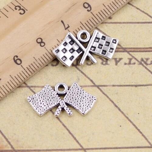 20pcs Charms Racing Flag 13x22mm Tibetan Silver Pendants Antique Jewelry Making DIY Handmade Craft For Bracelet Necklace