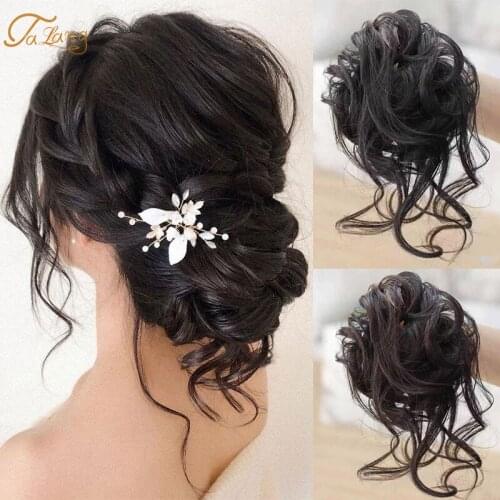 Messy Hair Bun Clip in Hair Extension Curly Hair donut fake hair Chignon Synthetic Hair Messy Chignon For Women Headwear