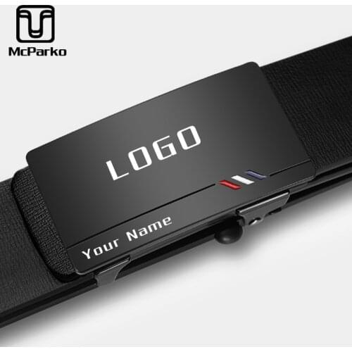 McParko Custom Name Belt For Men Personalize Design LOGO Custom Made Belts Men Full Black Fashion Original Soft Leather Belt New