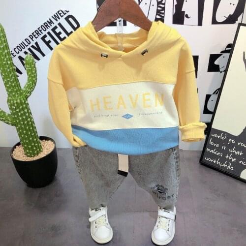 2 3 4 5 6 Years Boys Clothing Sets Casual Letter Print Hooded Hoodies Jeans Sport Suit For Boys Toddler Baby Tracksuit Autumn