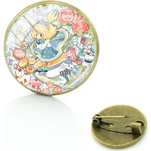 Disney Q Version Princess Badge Brooch Glass Cabochon Dome DIY Personalized Brooch Pin Jewelry Accessories