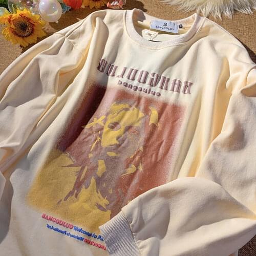 New Autumn Winter Sweatshirts Streetwear Goth Hip Hop Graphic Crewneck Long Sleeve Tops Korean Fashion Harajuku Teens Clothes