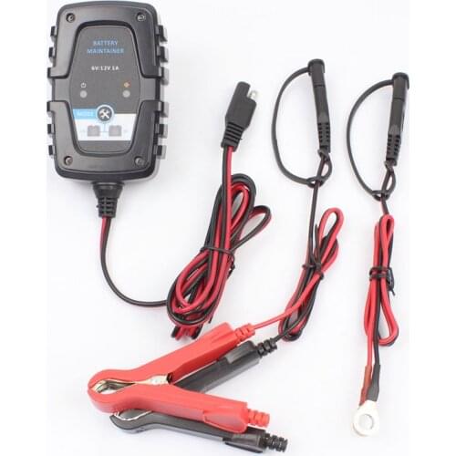 FOXSUR 6V 12V 1A scooter Smart Battery Charger Car & Motorcycle Battery Charger 100-240V AC input with SAE Quick Connector