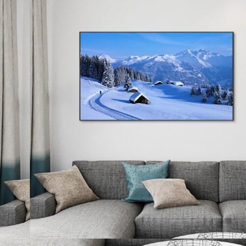 Unique Realistic Snow Mountain Forest Scenery Beautiful Starry Sky Canvas Decoration Painting Living Room Corridor Art Decorat