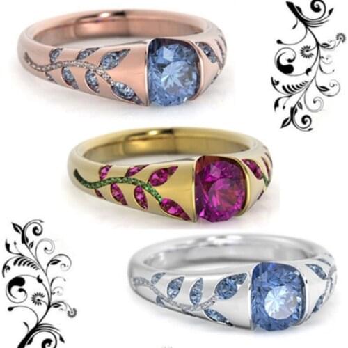 Vintage Dainty Finger Rings Geometric Unusual Leaf Design With Dazzling Zircon Elegant Jewelry For Women Men Wedding Engagement